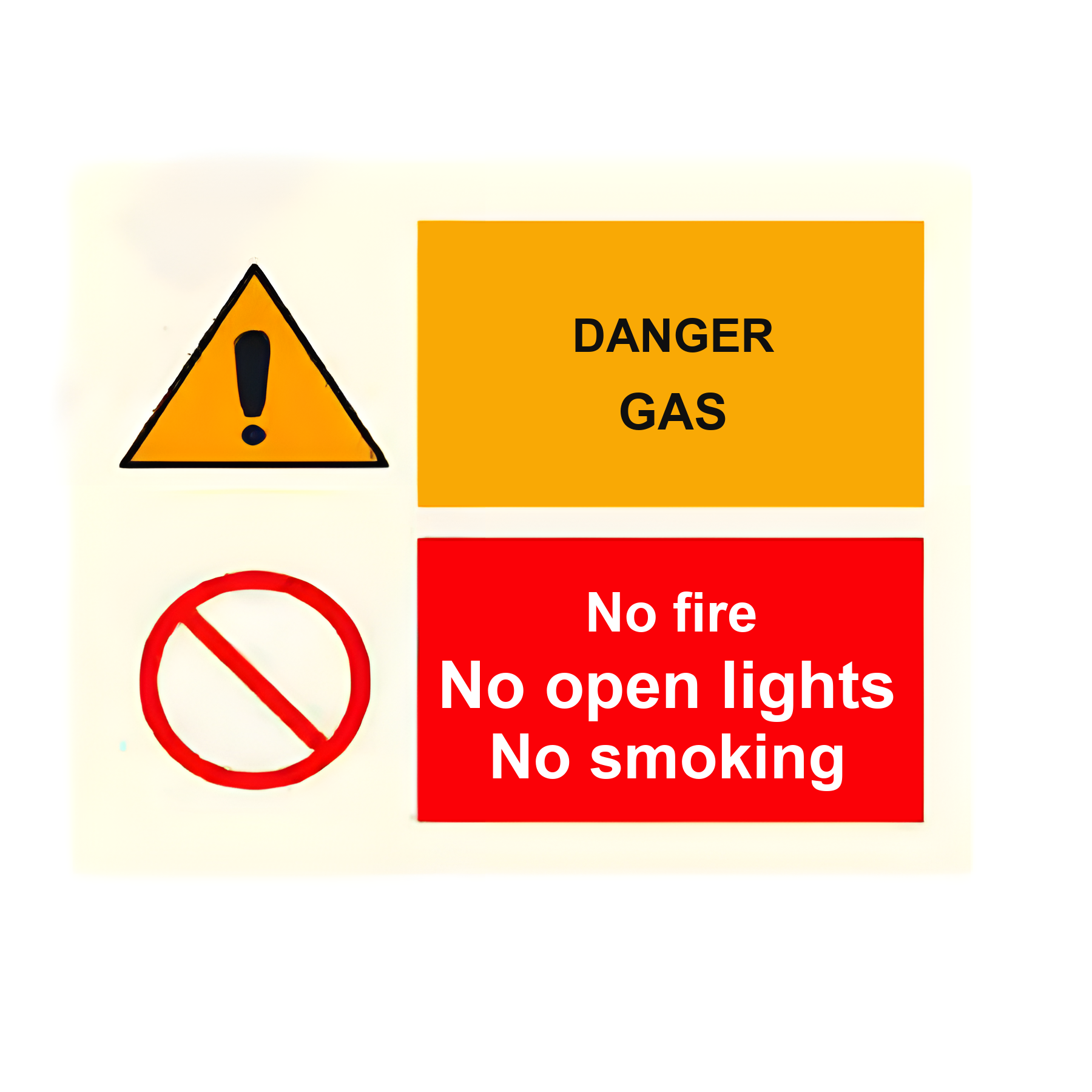 C08 — Danger gas - no fire, no open lights, no smoking | Combination Sign | Seasonlite
