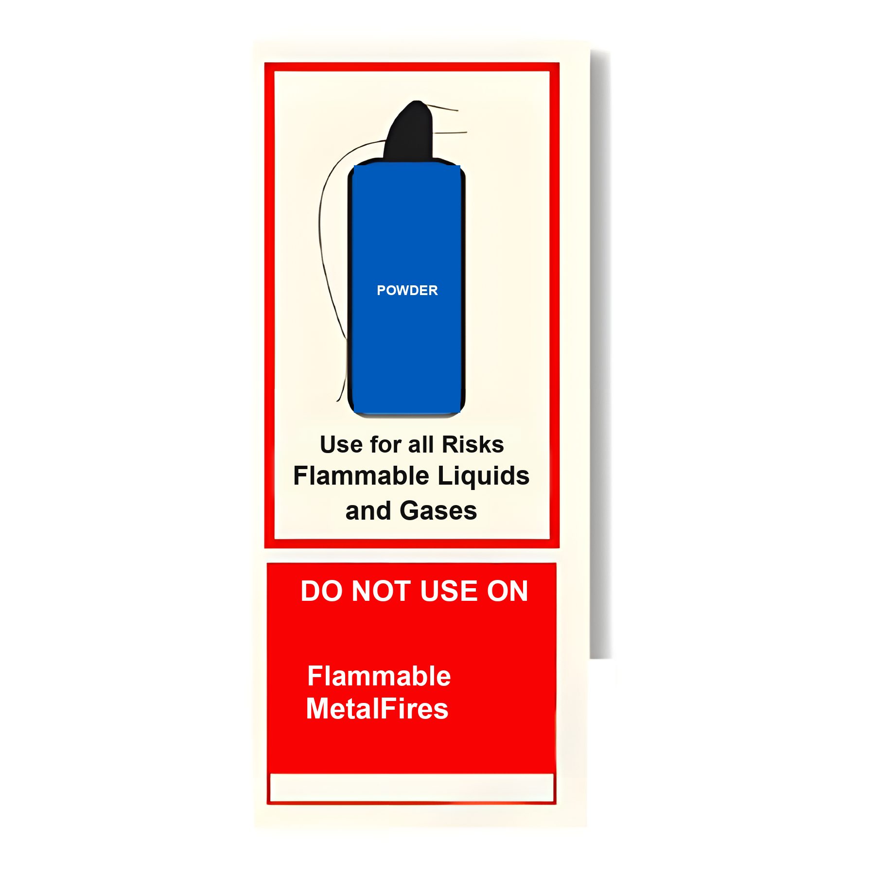 C22 — Powder extinguisher - use for all risks incl. flammable liquids & gases | Combination Sign | Seasonlite