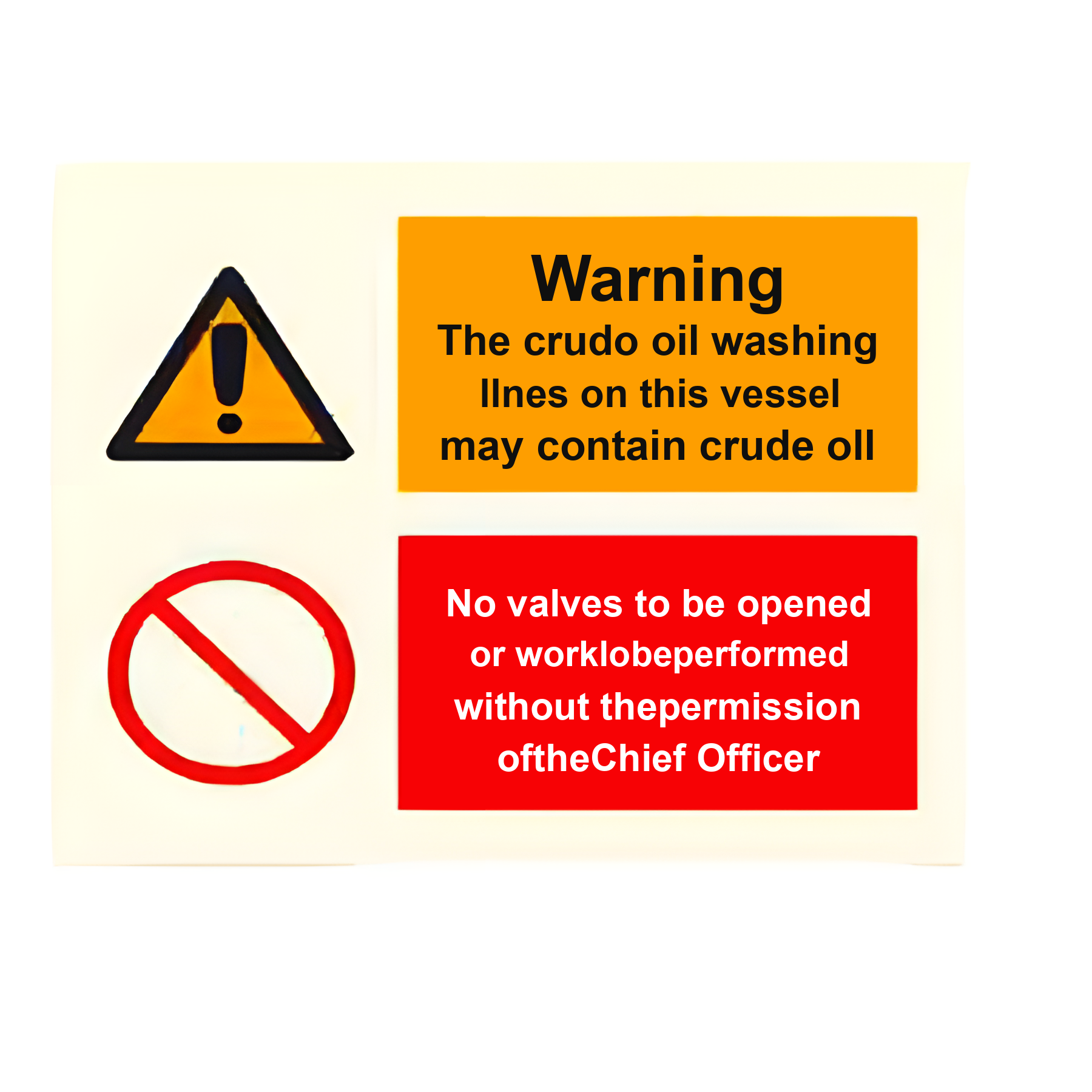 C36 — Warning - crude oil washing lines may contain crude oil | Combination Sign | Seasonlite