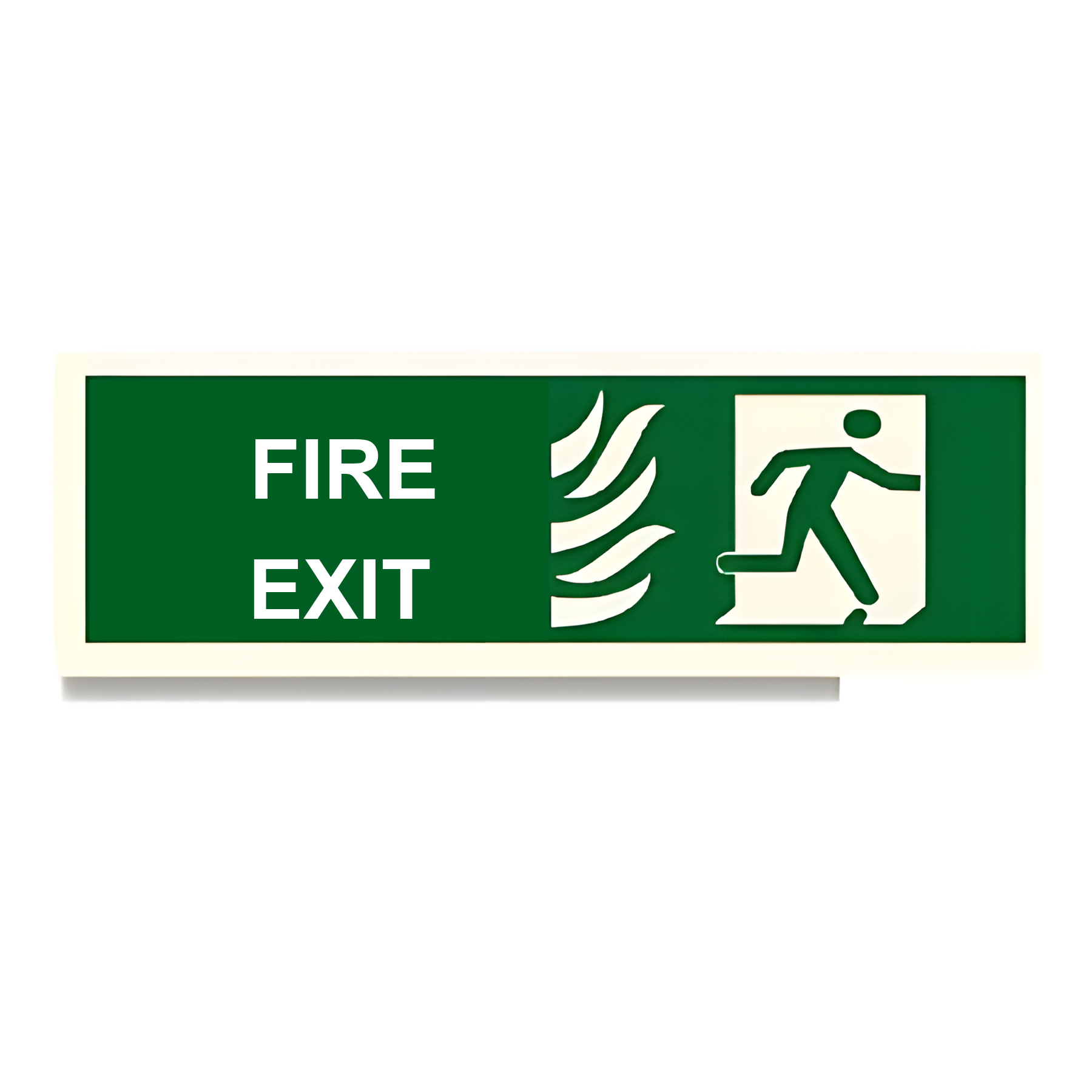 D106 — SWGS - Fire Exit + tactile strip + running man | Direction Sign | Seasonlite