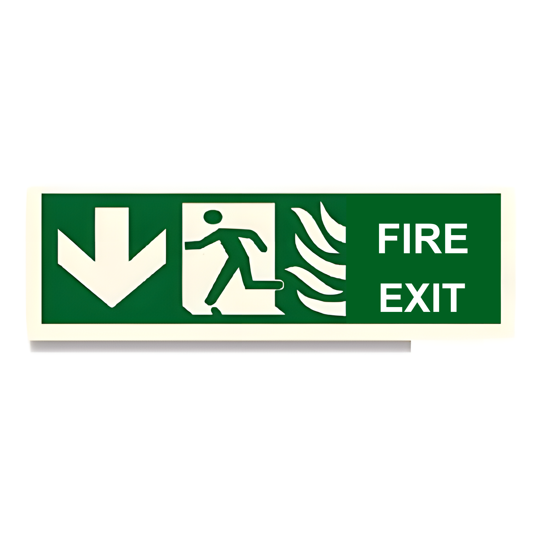 D109 — SWGS - arrow down + running man + Fire Exit | Direction Sign | Seasonlite