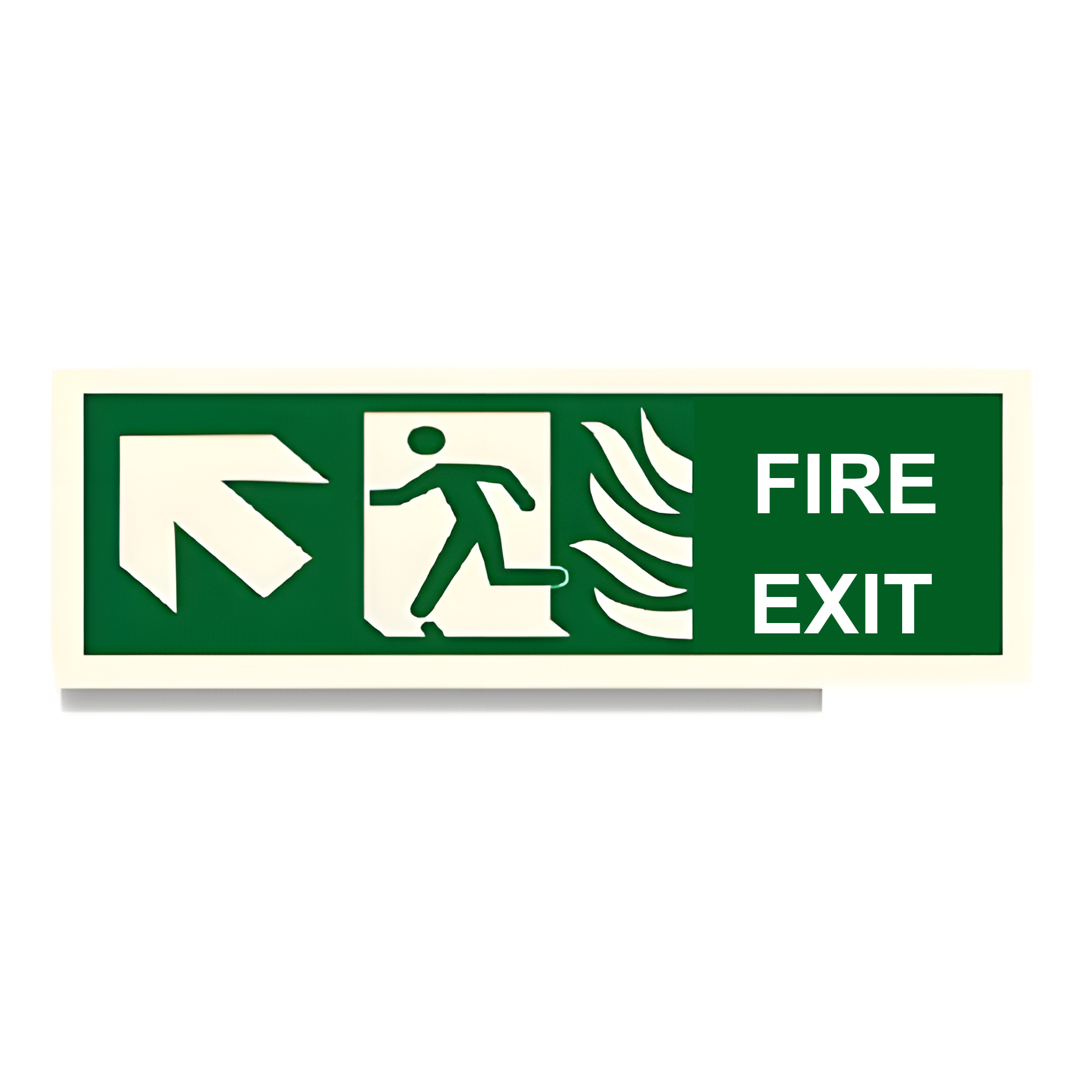 D111 — SWGS - arrow up-left + running man + Fire Exit | Direction Sign | Seasonlite
