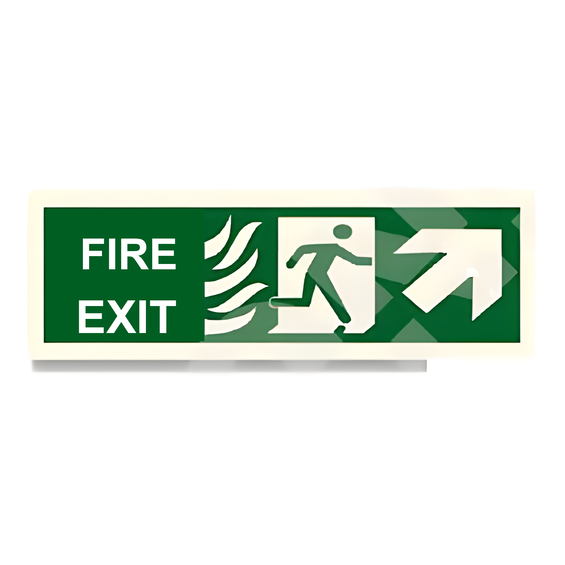 D112 — SWGS - Fire Exit + running man + arrow up-right | Direction Sign | Seasonlite