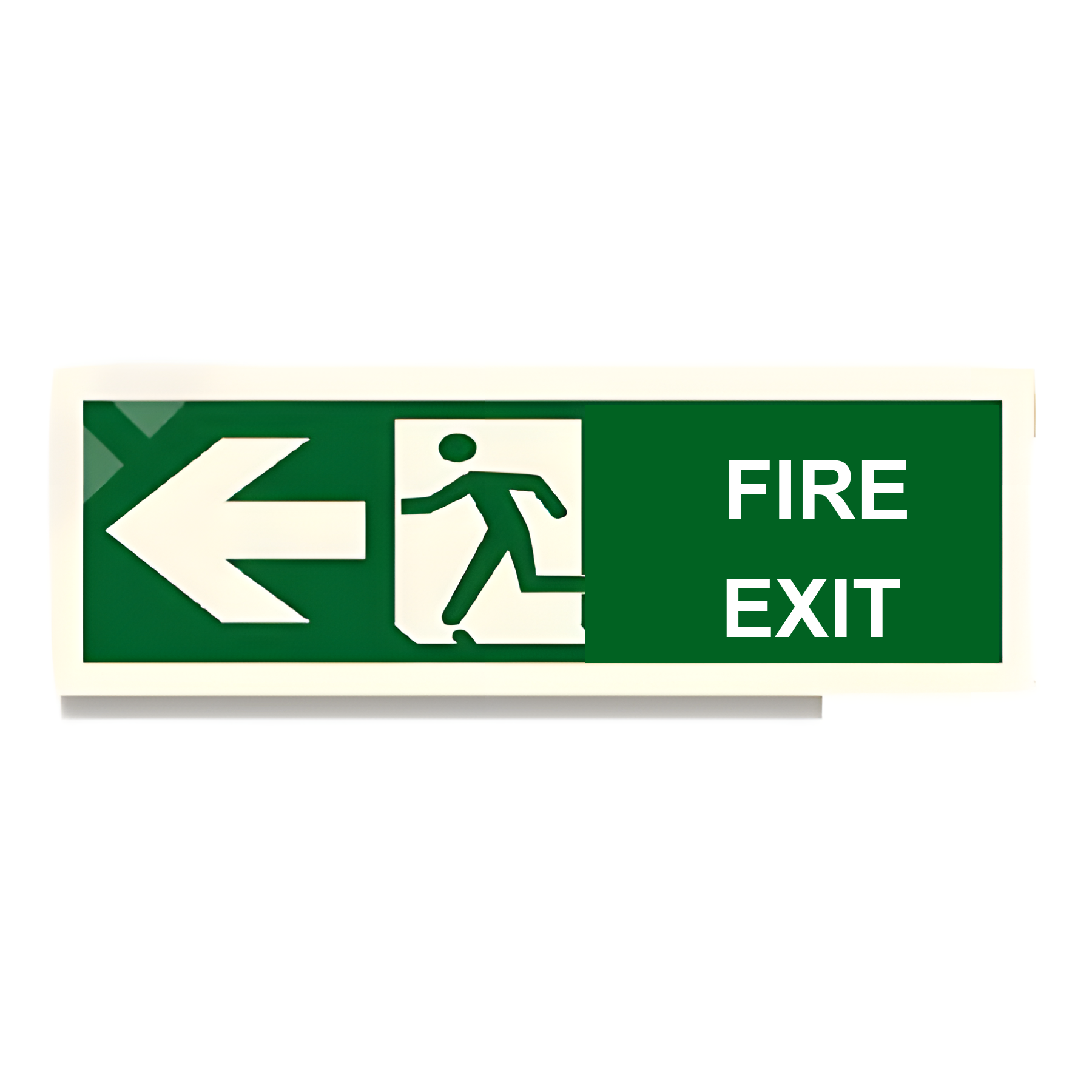 D14 — Arrow left + Fire Exit + running man | Direction Sign | Seasonlite