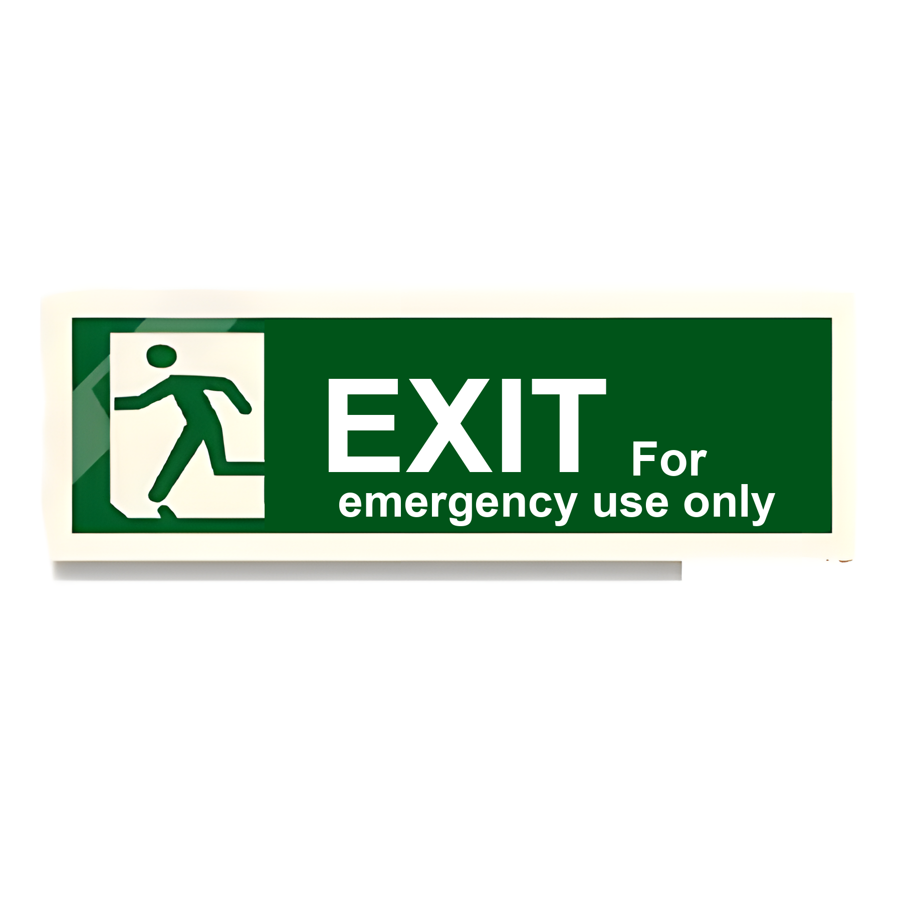 D19 — Exit for emergency use only (arrow left) | Direction Sign | Seasonlite