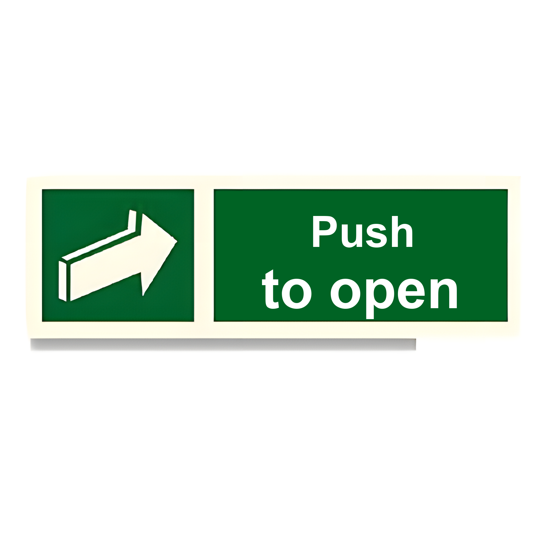 D24 — Arrow right + Push to open | Direction Sign | Seasonlite