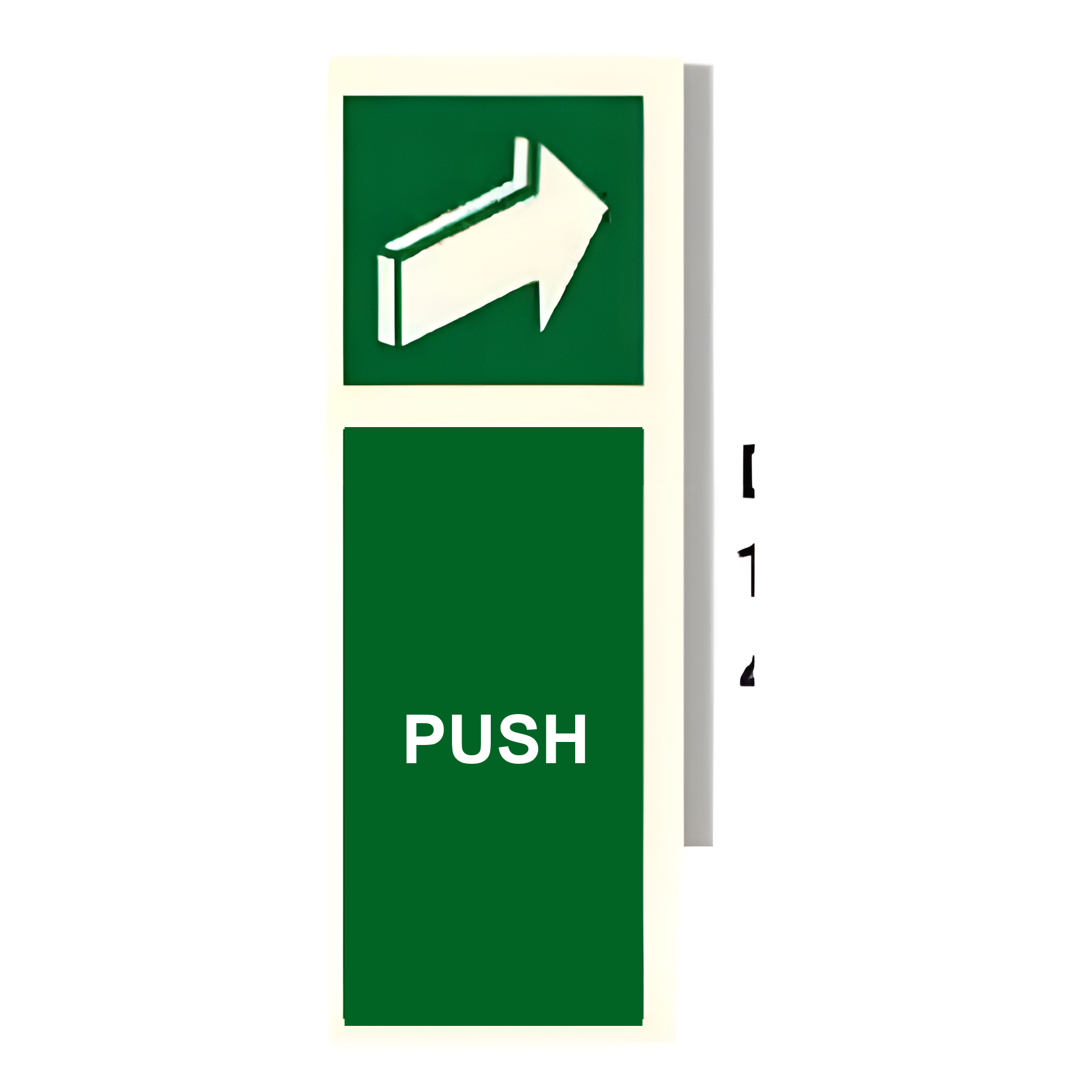 D25 — Push (with turn-to-open curve arrow) | Direction Sign | Seasonlite