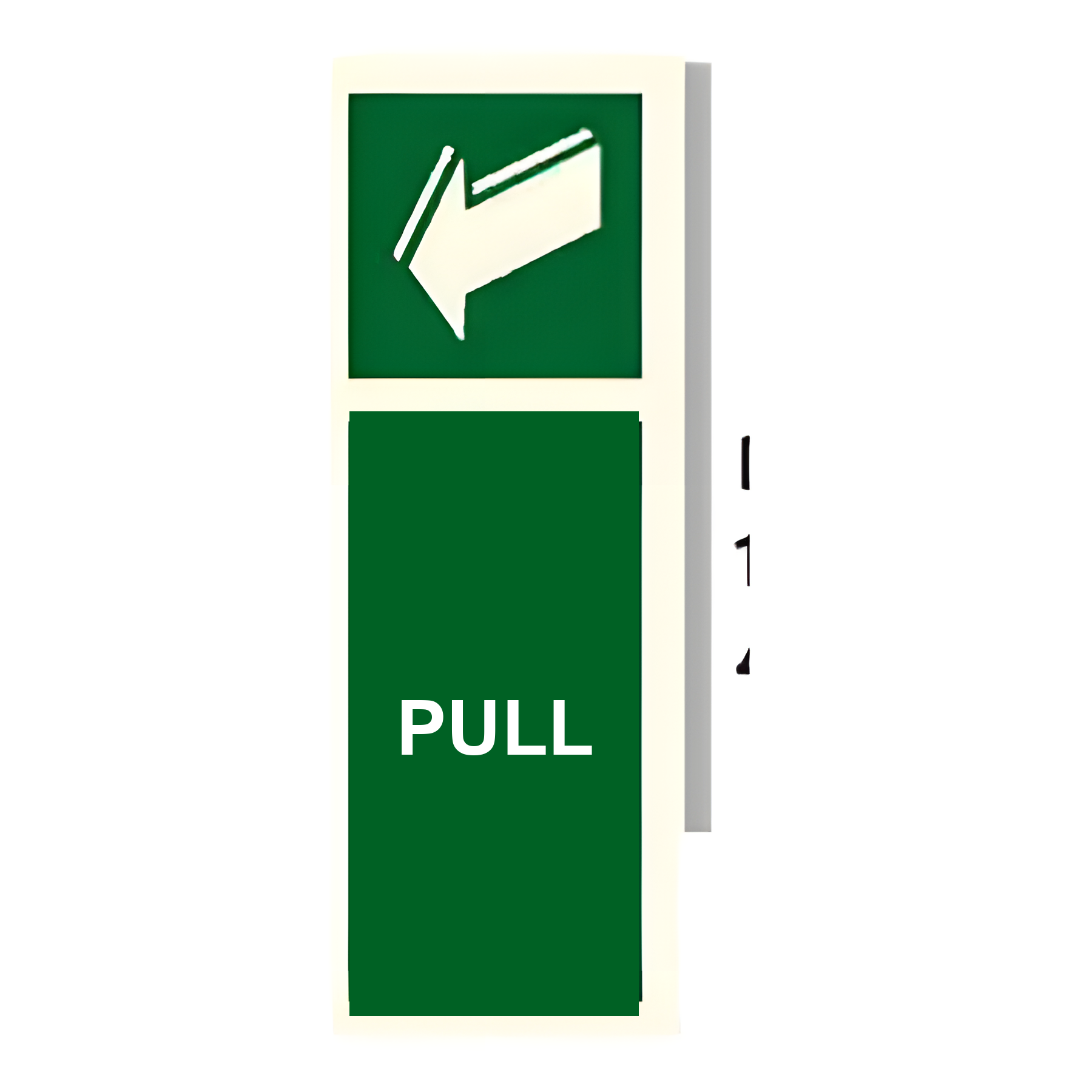 D28 — Pull (with turn-to-open curve arrow) | Direction Sign | Seasonlite