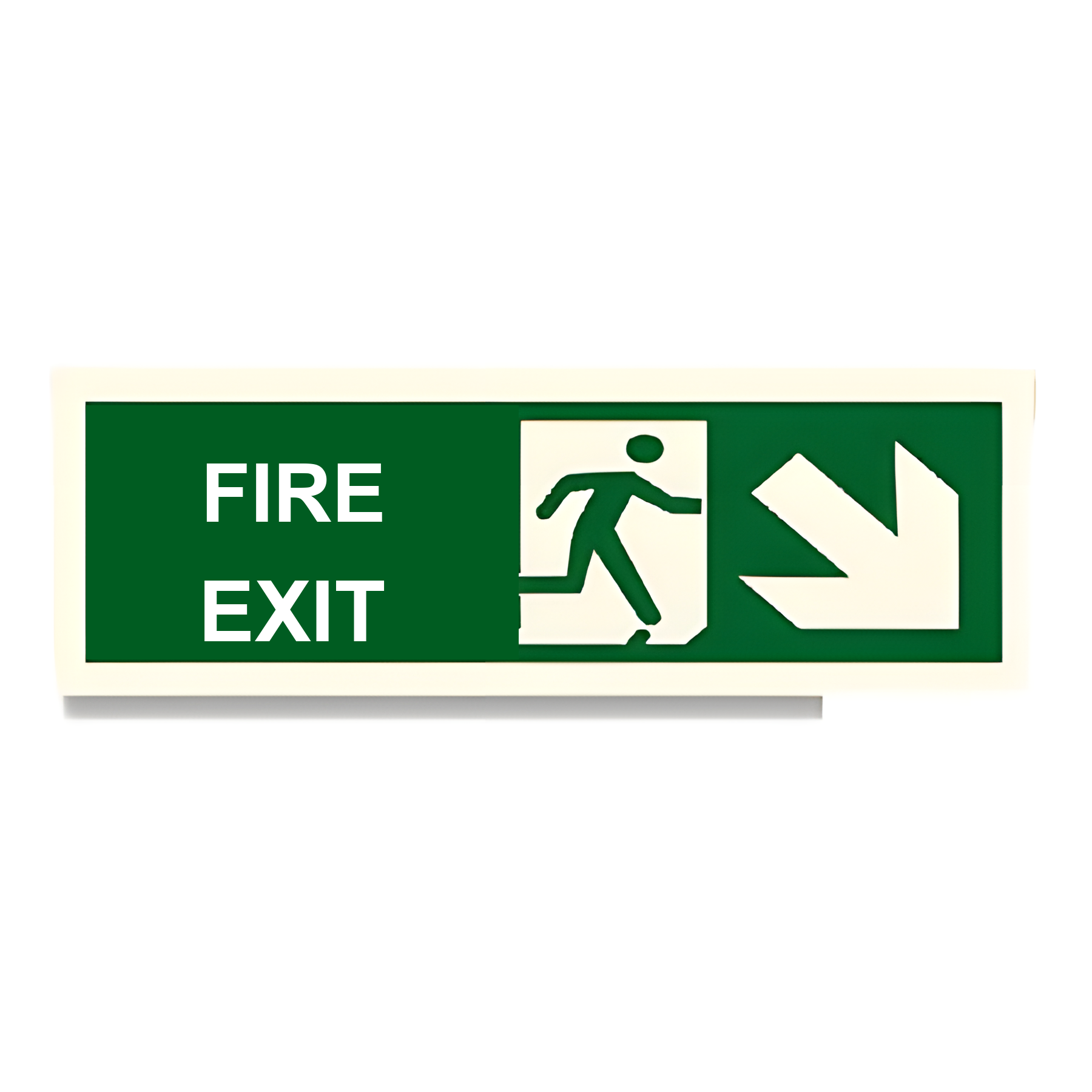 D40 — Fire Exit + running man + arrow down-right | Direction Sign | Seasonlite