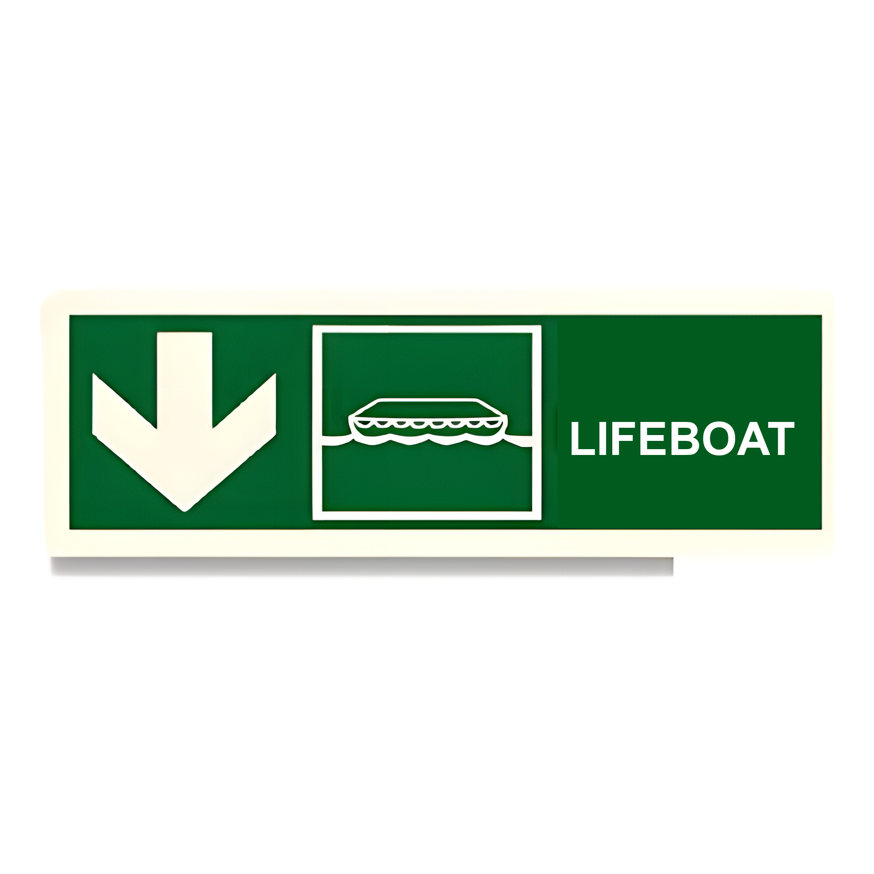 D45 — Lifeboat + arrow down | Direction Sign | Seasonlite