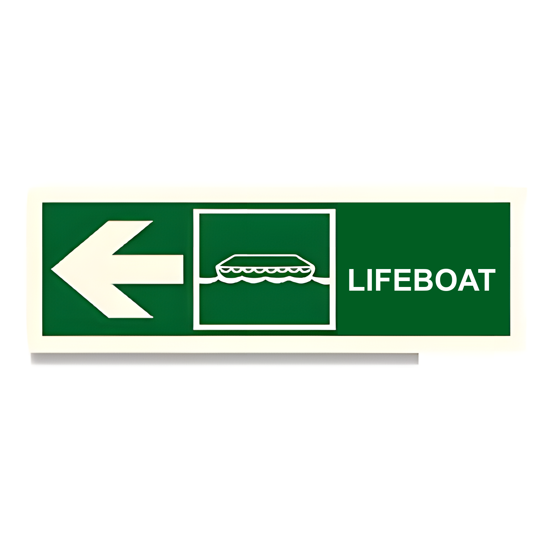 D46 — Lifeboat + arrow left | Direction Sign | Seasonlite
