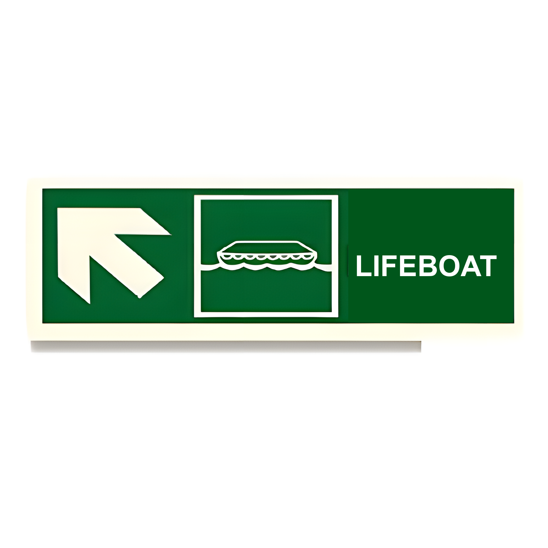 D47 — Lifeboat + arrow up-left | Direction Sign | Seasonlite