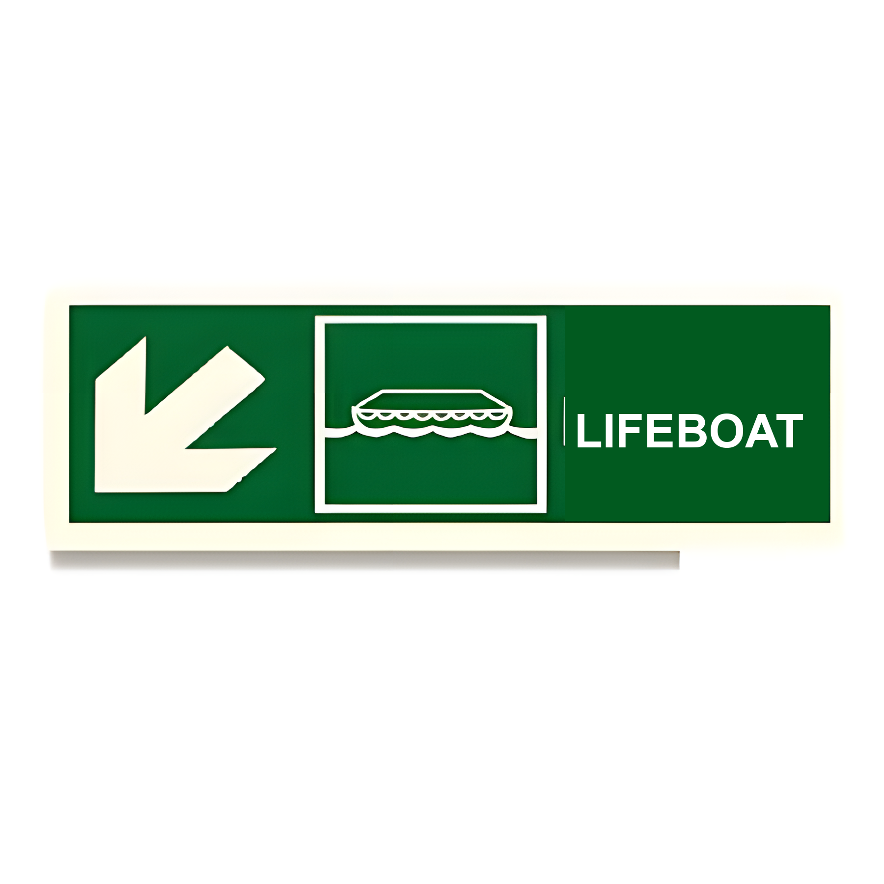 D48 — Lifeboat + arrow down-left | Direction Sign | Seasonlite
