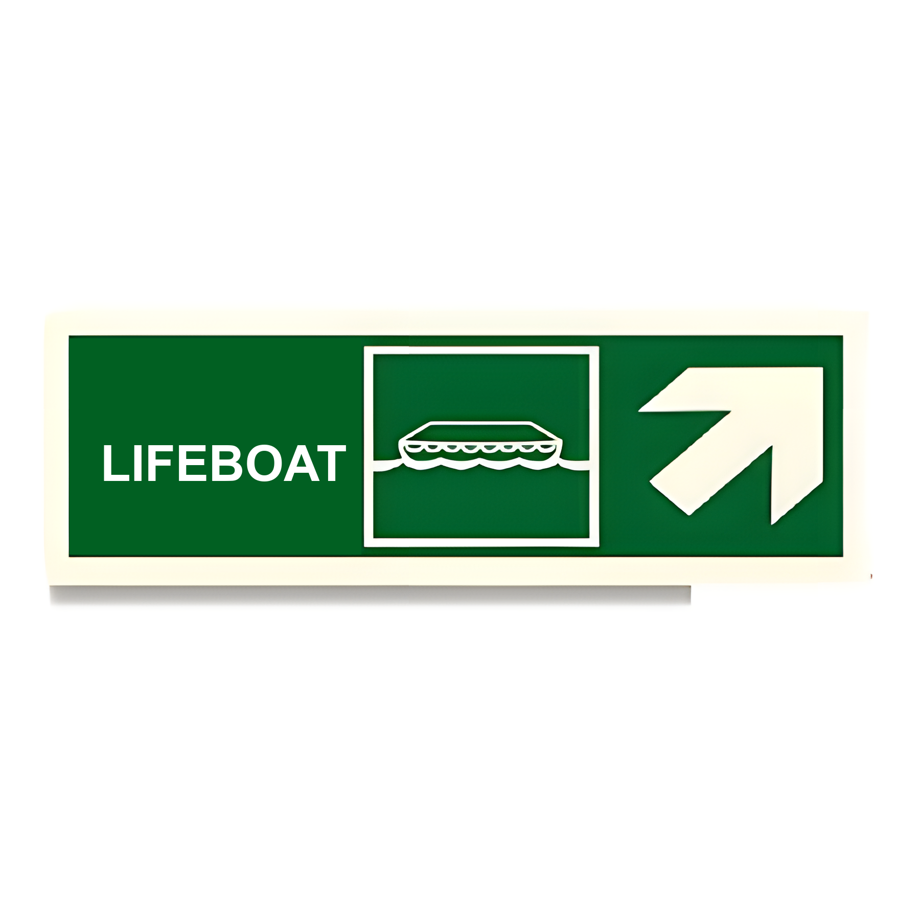 D52 — Lifeboat + arrow up-right | Direction Sign | Seasonlite