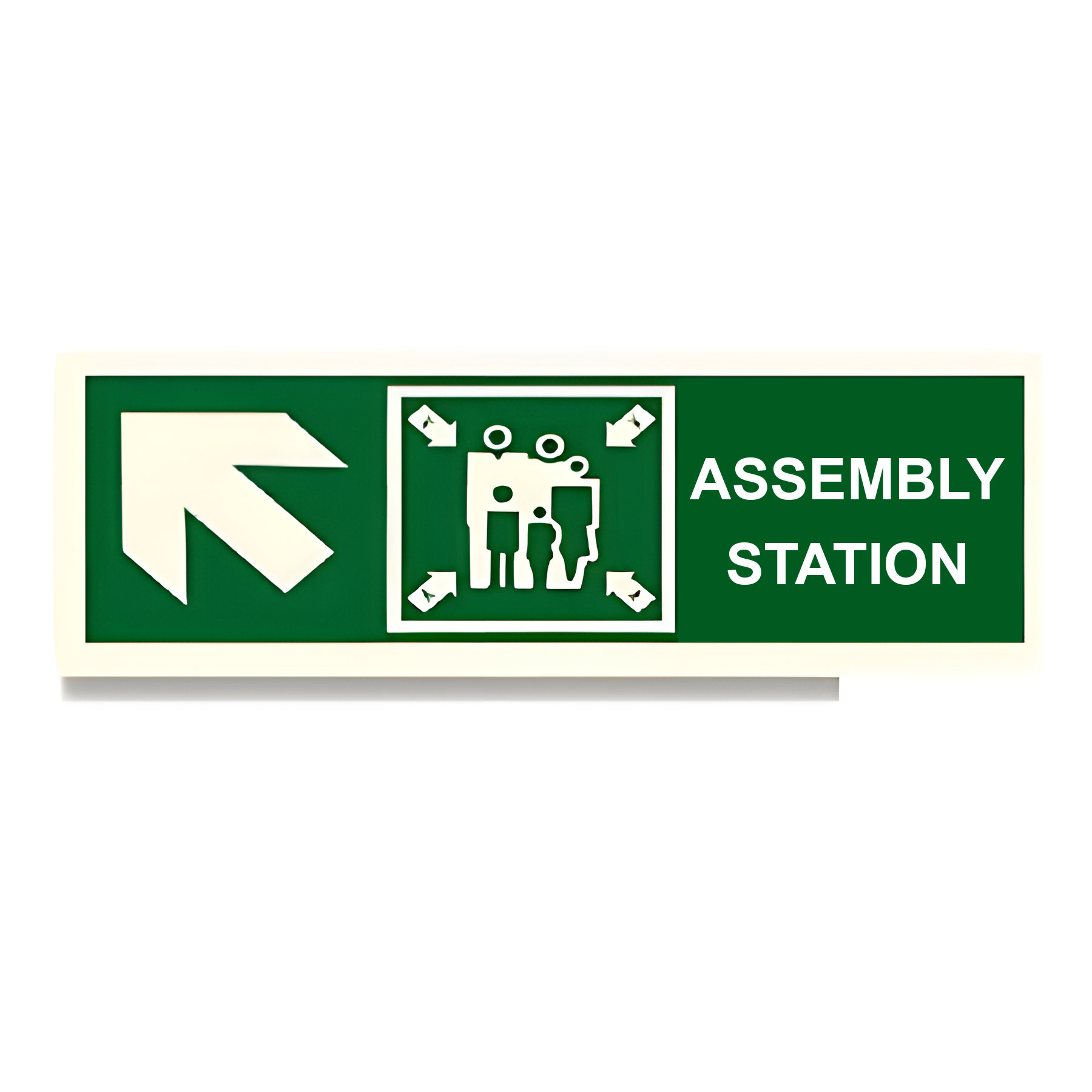 D57 — Assembly Station + arrow up-left | Direction Sign | Seasonlite