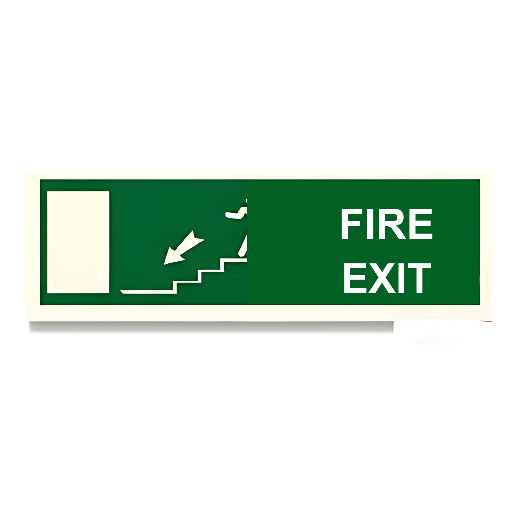 D65 — Fire Exit + stairs + arrow down-right | Direction Sign | Seasonlite