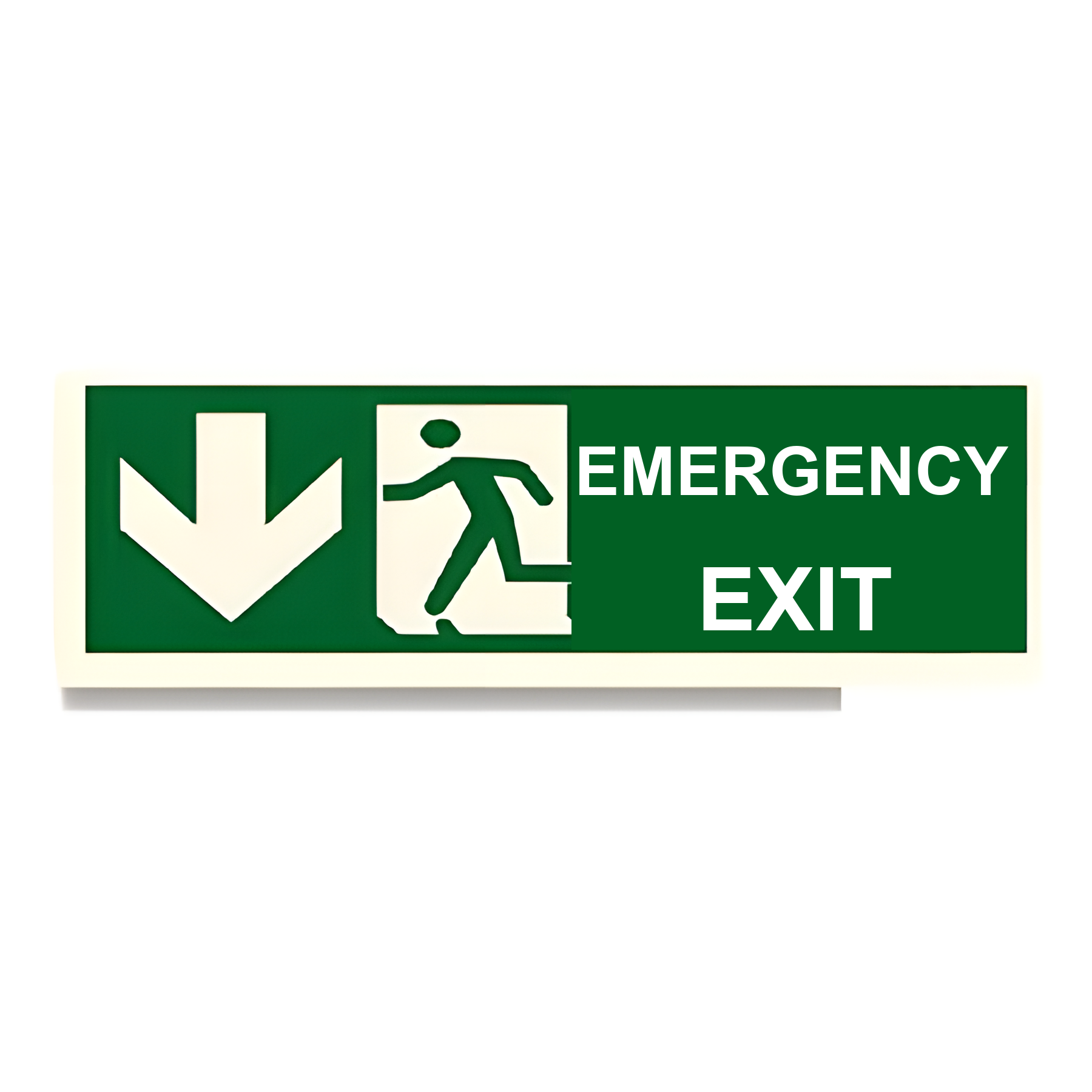 D79 — Emergency Exit + running man + arrow down | Direction Sign | Seasonlite