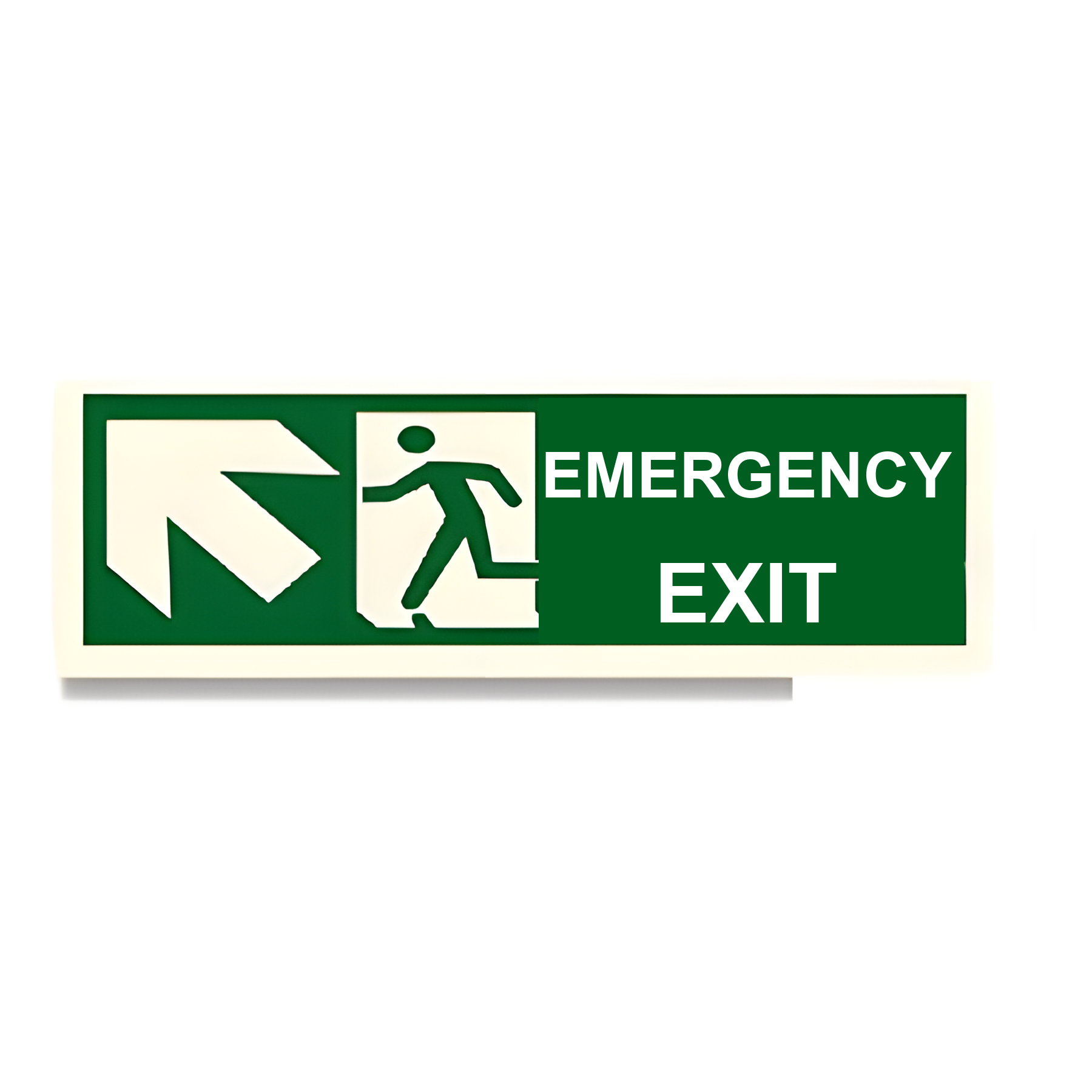 D85 — Emergency Exit + running man + arrow up-right | Direction Sign | Seasonlite