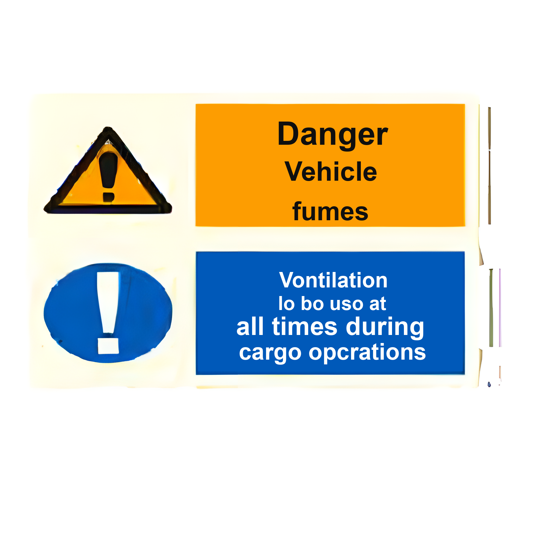 DER25 — Danger - vehicle fumes, ventilation to be used at all times | Deck & Engine Room Sign | Seasonlite