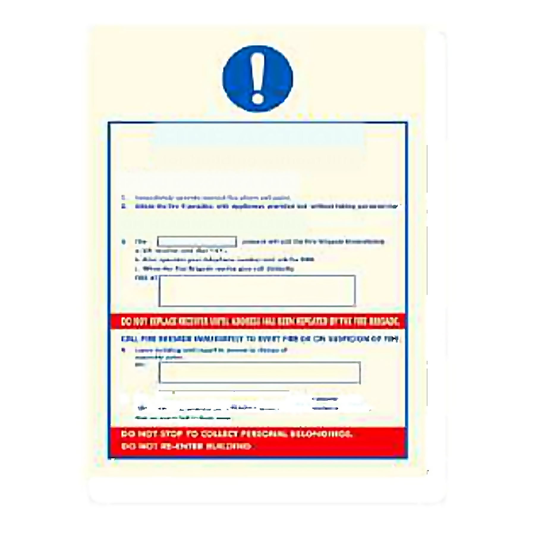 FE58 — Fire Action - for buildings without lifts | Fire Equipment Sign | Seasonlite