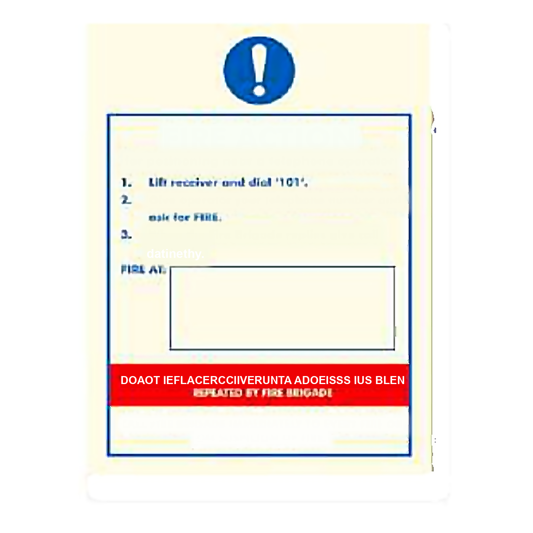 FE59 — Fire Action - for positioning near telephone operator | Fire Equipment Sign | Seasonlite