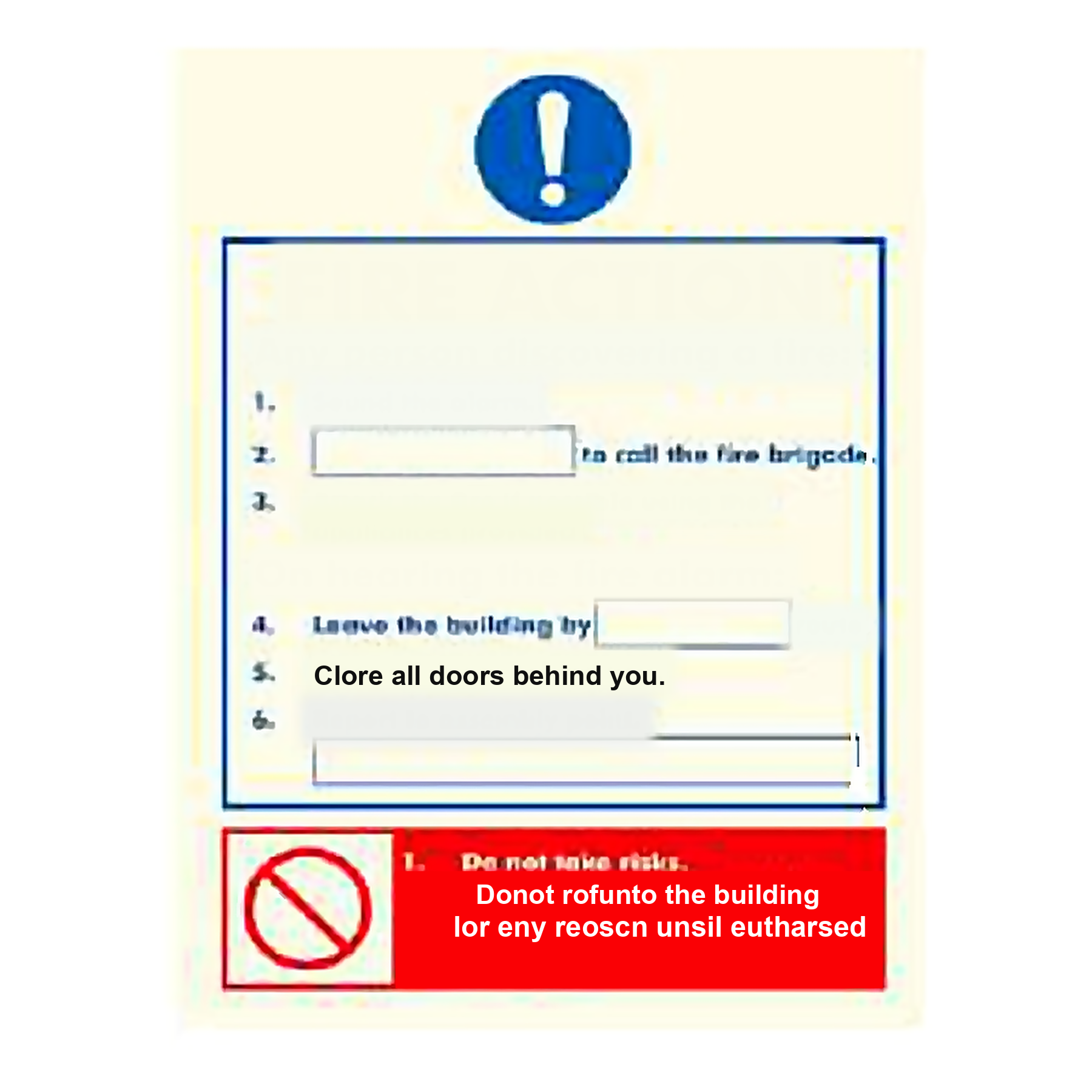 FE60 — Fire Action - any person discovering fire | Fire Equipment Sign | Seasonlite