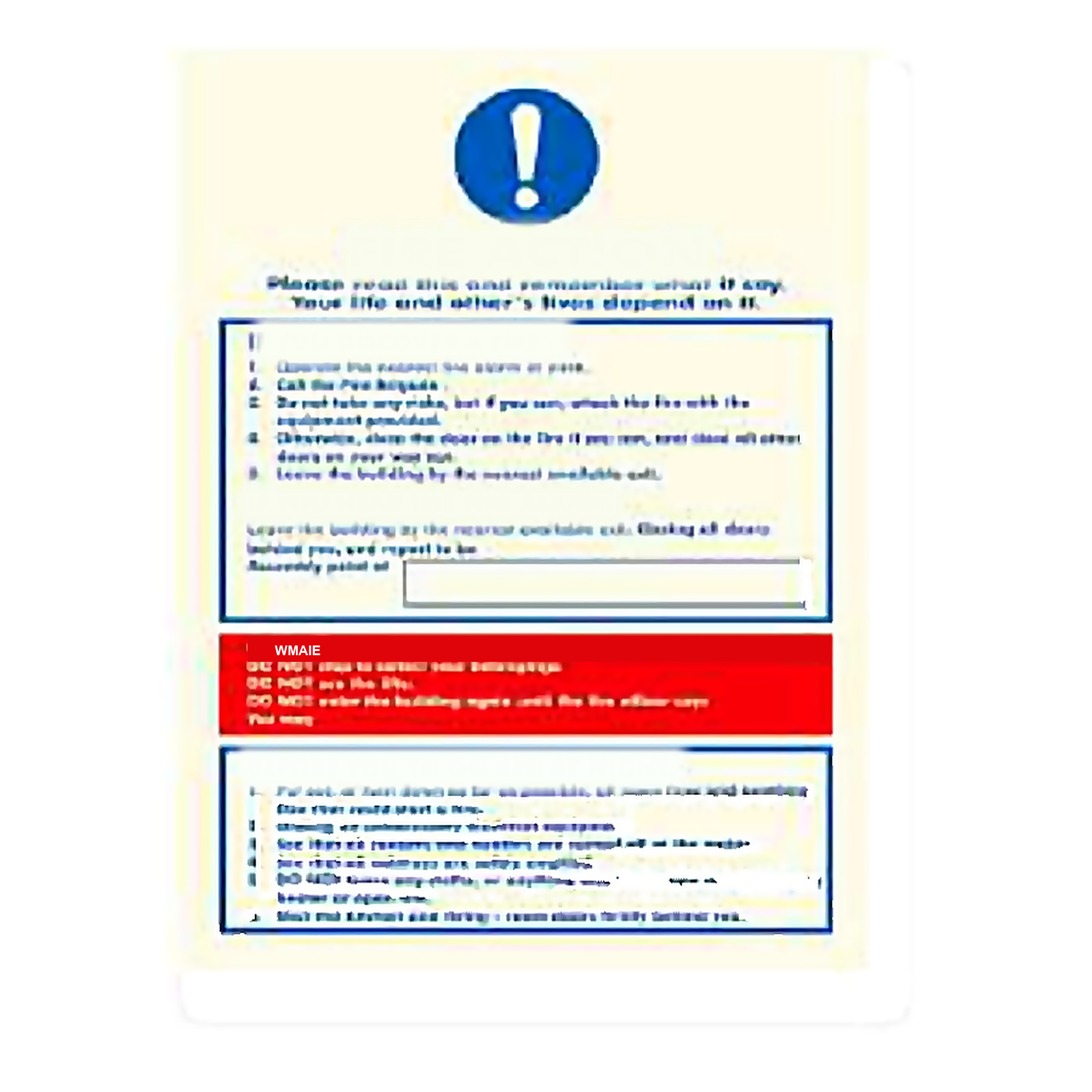 FE61 — Fire Action - if you discover a fire | Fire Equipment Sign | Seasonlite